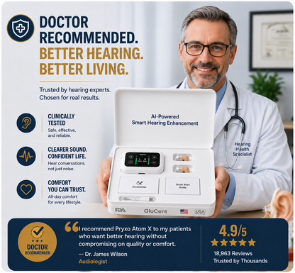 🔥 Final 1 Hours : Only Limited Stock Left🏆GluCent® Atom X Smart Hearing Aids — Hear Clearly, Feel Confident Again 💖(Mayo Clinic Recommended）
