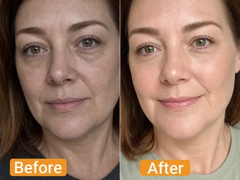 Skin appearance before and after example